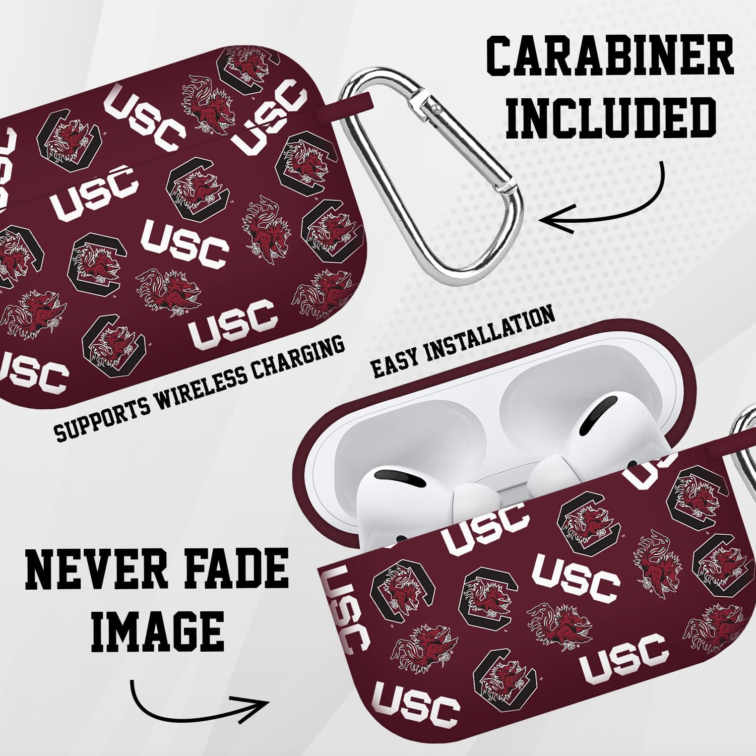 AFFINITY BANDS South Carolina Gamecocks HD Combo Package Compatible with Apple Watch and AirPods Pro (42/44/45/49mm (46mm Series 11) Long Random)