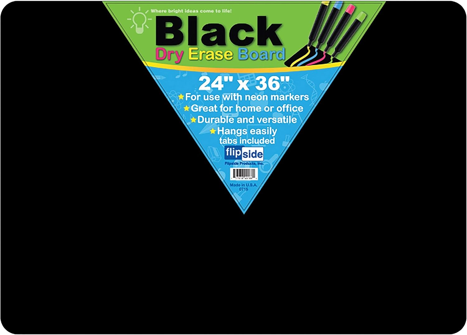 Flipside, FLP40088, Black Dry Erase Board, 1 Each, 24 x 36 Inches