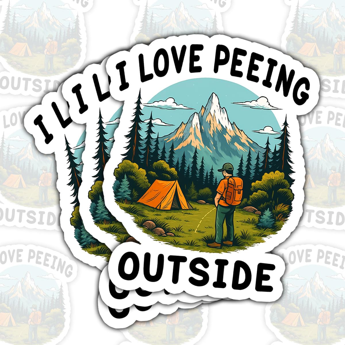 Autocollant I Love Peeing Outside étanche pour ordinateur, bouteille et voiture