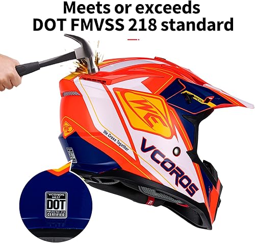 Miniatura 4 de VCOROS Cascos de motocross para adultos, ATV, motocross, BMX, todoterreno, aventura, UTV, aprobados por DOT
