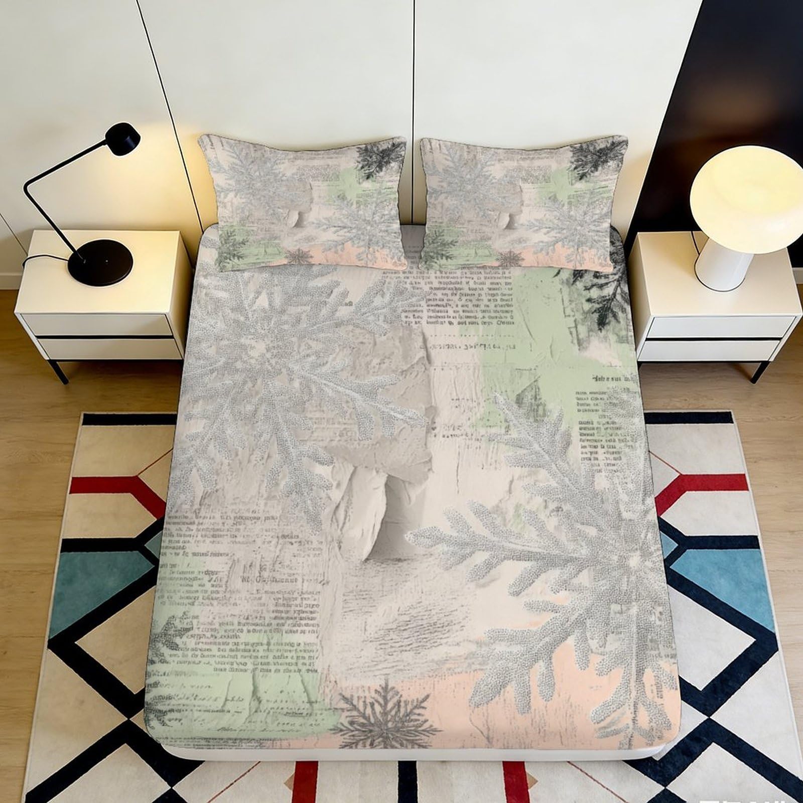 3D Printed Forest Animal Fitted Sheet Microfiber Soft Botanical Leaves Mattress Cover Bedroom Decor 90x200x25cm