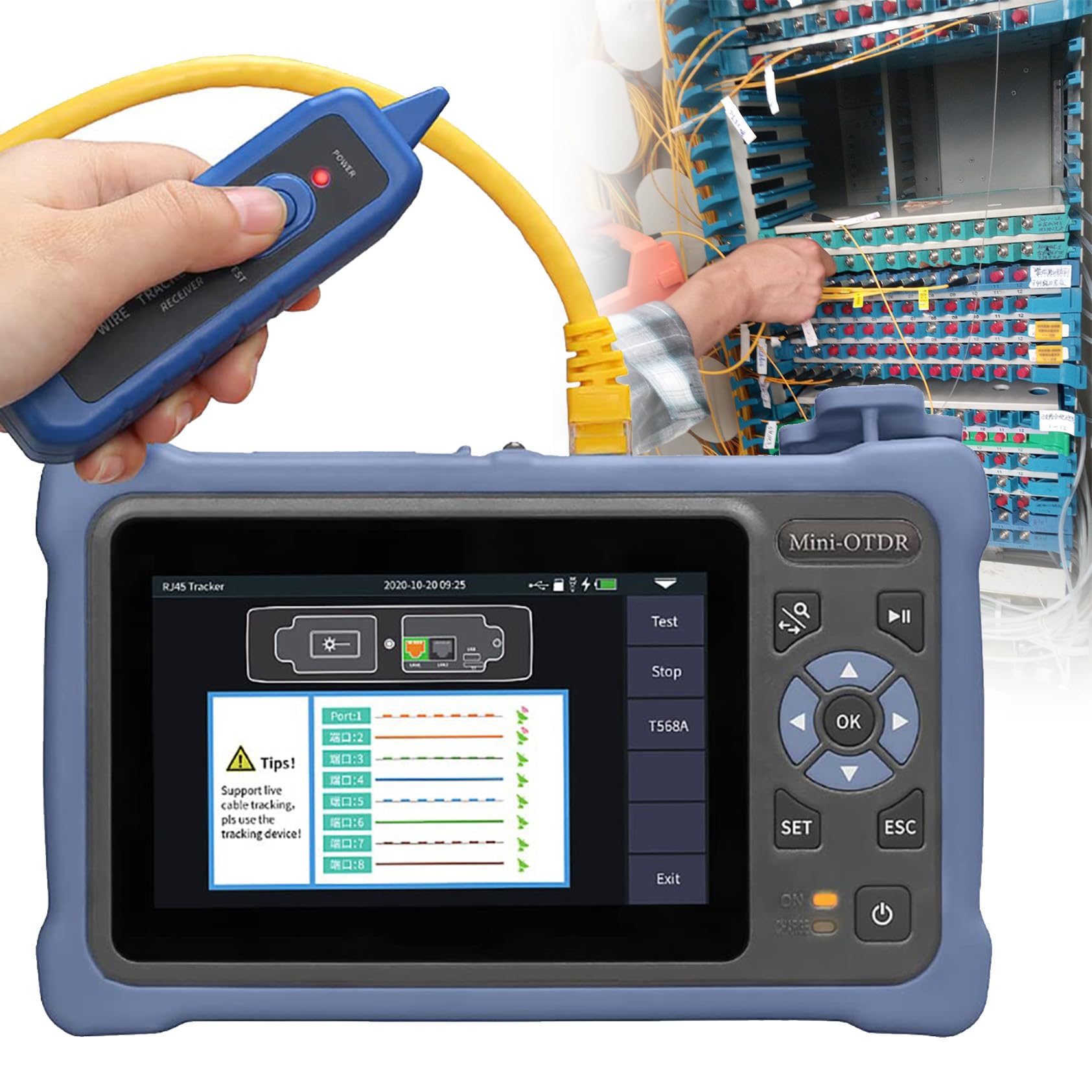Probador OTDR De Fibra óptica Pantalla Táctil De 4.3in, 1310nm 1550nm 240v 5m a 100km, para Analizador De Construcción De Red De Acceso, Analizador De Uso Industrial,UPCport