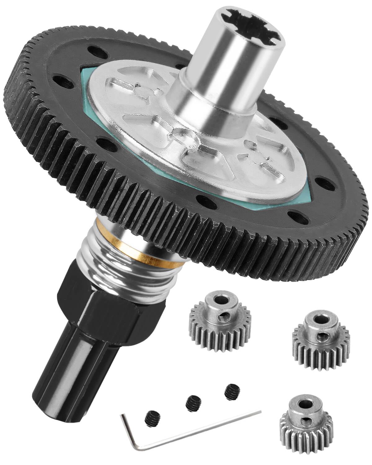 hopsupRC Metal Spur Gear Slipper Clutch 91T with 3.175mm(21T/23T/25T) Pinions Gear Set Upgrades Part for 1/10 1/10 Granite 4X4 / Granite 4X2 Mega550,Black