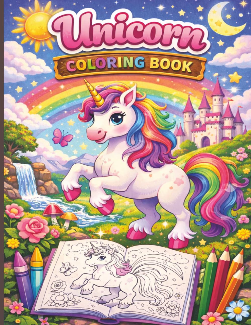 Unicorn Coloring Book: Cute, Fun and Magical Coloring Book For Kids Ages 4-8