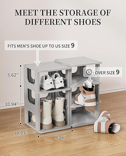 Miniatura 8 de HAIXIN Zapatero de 5 niveles, soporte de almacenamiento de zapatos duradero que ahorra espacio para armario, entrada, pasillo, dormitorio, baño, Gris