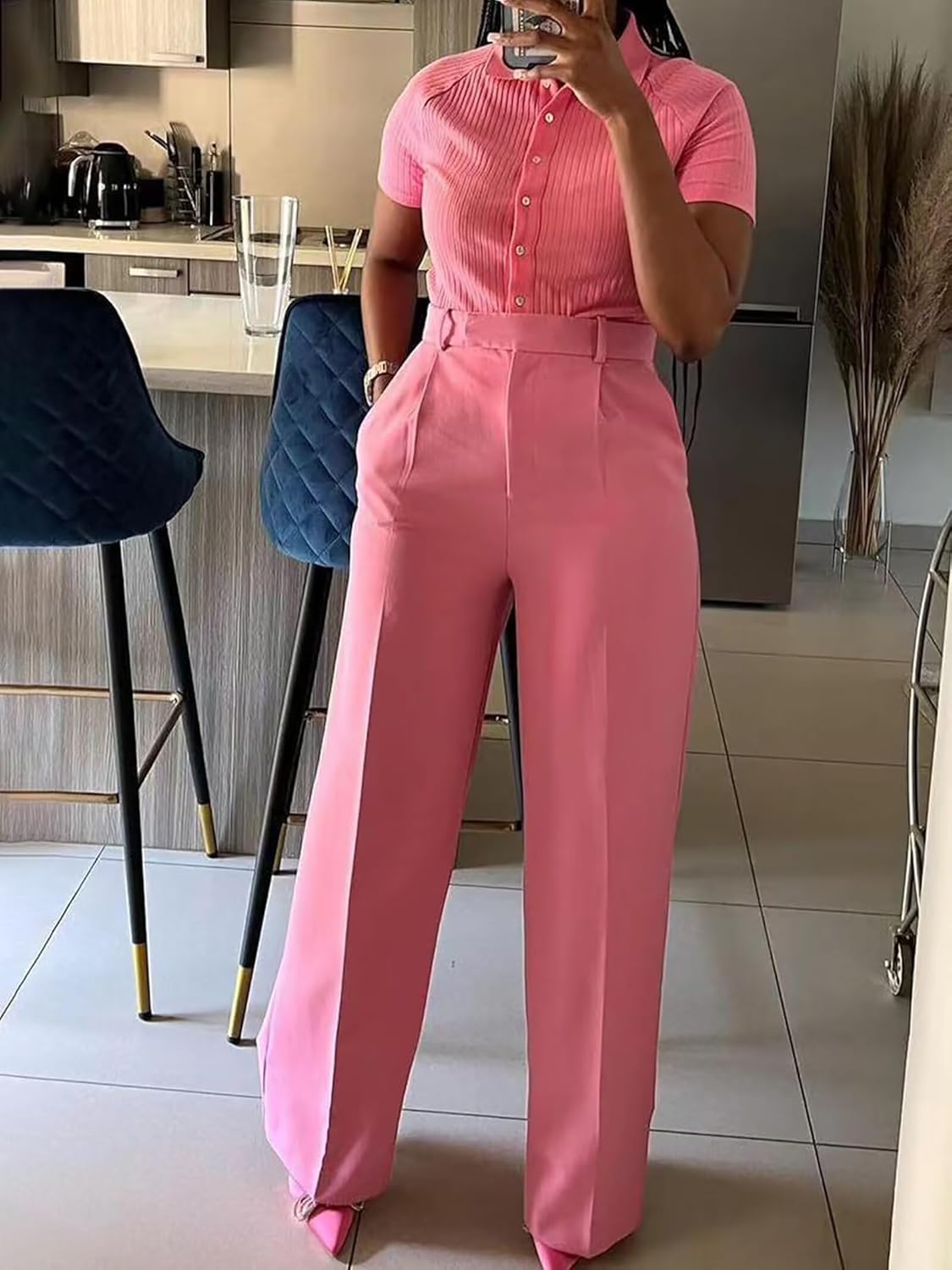 Dress Pants for Women Wide Leg High Waisted Straight Slacks Work Trousers - Image 2