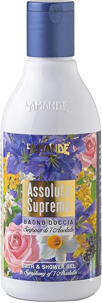 L'AMANDE - Bagnoschiuma Donna con Acido Ialuronico e Vitamina E, Docciaschiuma Gel Detergente e Idratante Corpo ad Azione Emolliente, Bagno Schiuma Delicato e Naturale, Assoluta Suprema 250 ml - 2