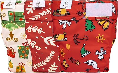 CuteBone Pañales lavables para perras, pañales de entrenamiento para cachorros, pañales para perros con cola amputada, paquete de 3 pañales WWD12XS