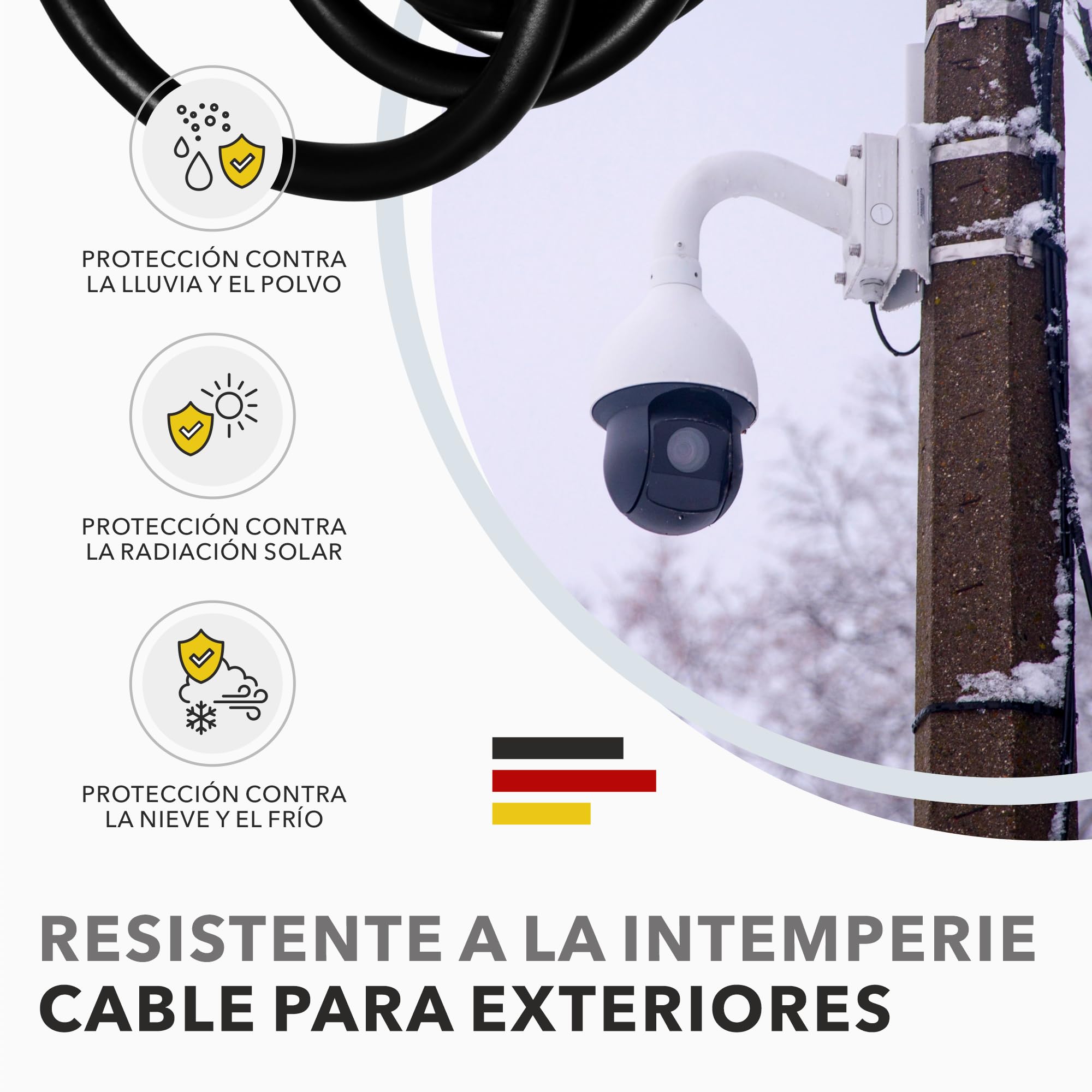 RedStar24 CAT 7 Cable Ethernet Exterior 50m - Cable de Red para Exteriores CAT7 LAN, Cobre, Cable de Datos CAT.7 Gigabit S/FTP, Categoría 7, PIMF, PoE, 10Gbit, Conexión de Red, Bobina 50 Metros