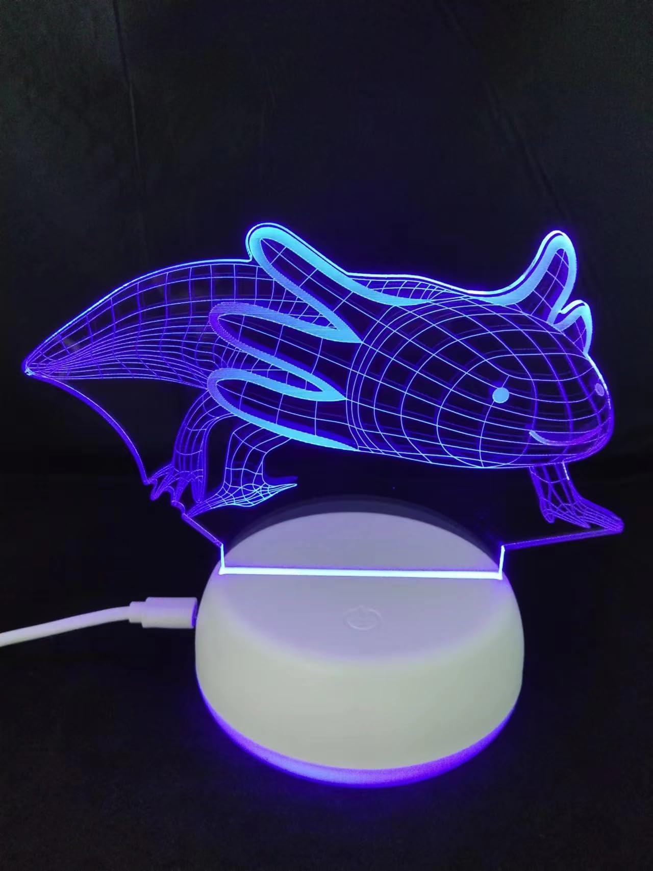 Xdorra Axolotl 3D Illusion Lamp, 7 Colors Changing USB lamp, Mexican Salamander Fish 3D Illusion Night Light, Home Decorative 3D Lamp Amazing Birthday Christmas Gifts for Men Women