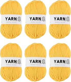 6Pcs Yellow Acrylic Yarn 790 Yard 4 Ply Soft Crochet Yarns Sport Weight Yarn,[for DIY Crocheting Knitting Craft Blankets Hats]-300g
