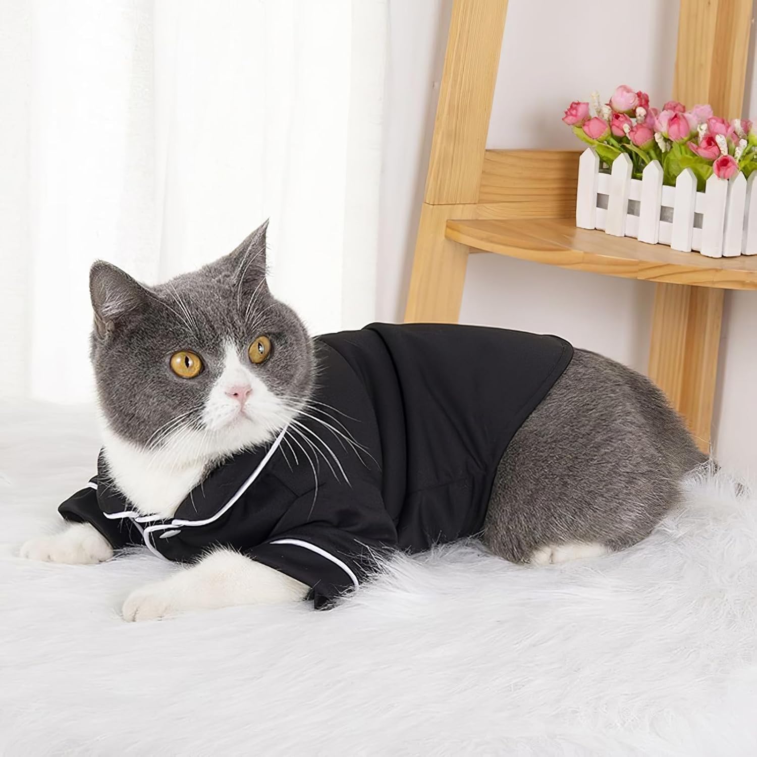 3 Pack Dog Pajamas Pet Two-Legged Sleepwear Shirt Set Soft Cat Loungewear for All Year Round Black Pink Blue M