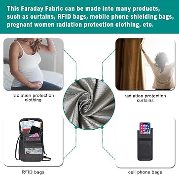 Faraday Fabric Military Grade Protection EMP Cloth Shield for Generator Faraday Cloth Block Cellular Signals, WiFi, Bluetooth, GPS, and RF Signals,silver-5x1.1m