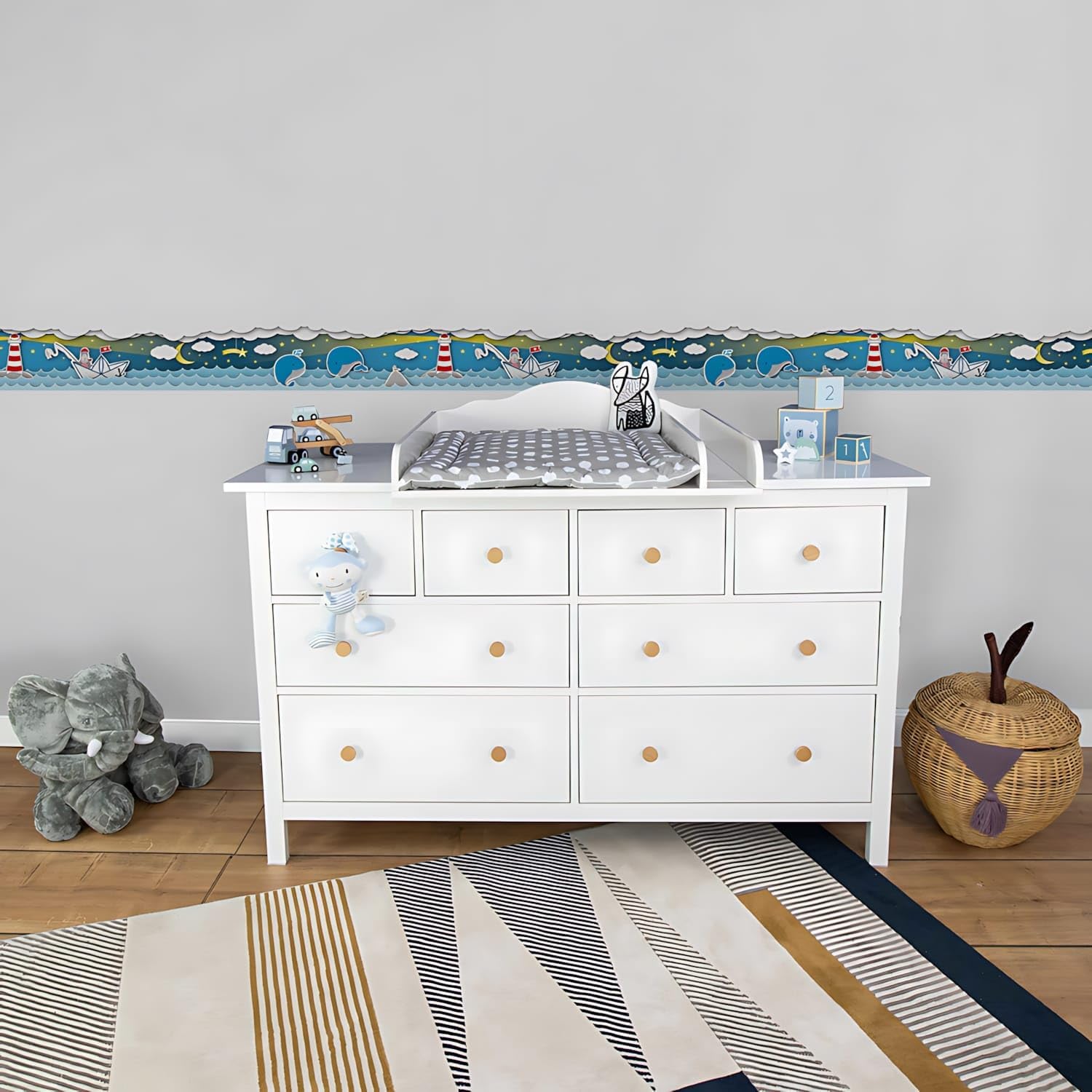 Animal Pattern Wallpaper Wall Profhome 403734-GU self-Adhesive Border Slightly Textured with Animal Pattern matt Blue Yellow red White 0.75 m2 (8.07 ft2)