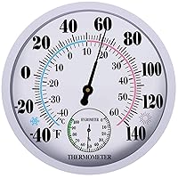 Vista 10 de Lirches - Termómetro para interiores y exteriores, higrómetro, termómetro de pared para exteriores, números grandes, termómetros decorativos