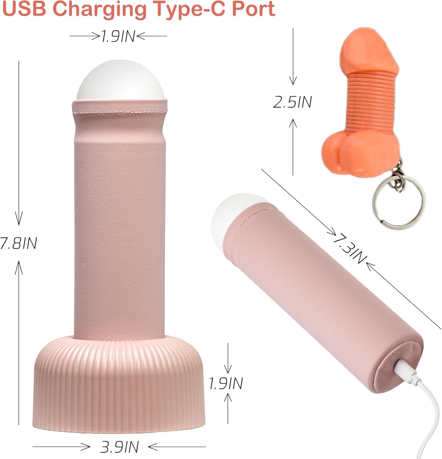 Funny Night Light, Adult Gag Gift, Rechargeable Creative Column LED Lamp, Bedside Lamp for Bedroom, Weird Nightlight, Prank Decoration, Party Humor, Birthday White Elephant(Pink)