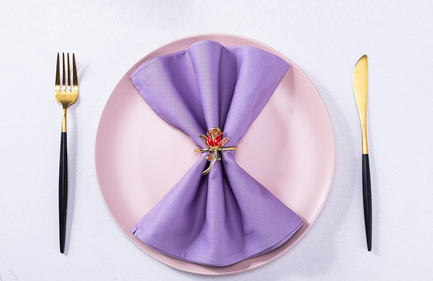 70% Off Discount 6 PCs Valentine's Day Rose Napkin Rings Holder for Dinning Table Parties Decoration Supplies -Metal Napkin Circle Buckle Table Decorative Adornment Gift for Father's Mother's Day Wedding Anniversary