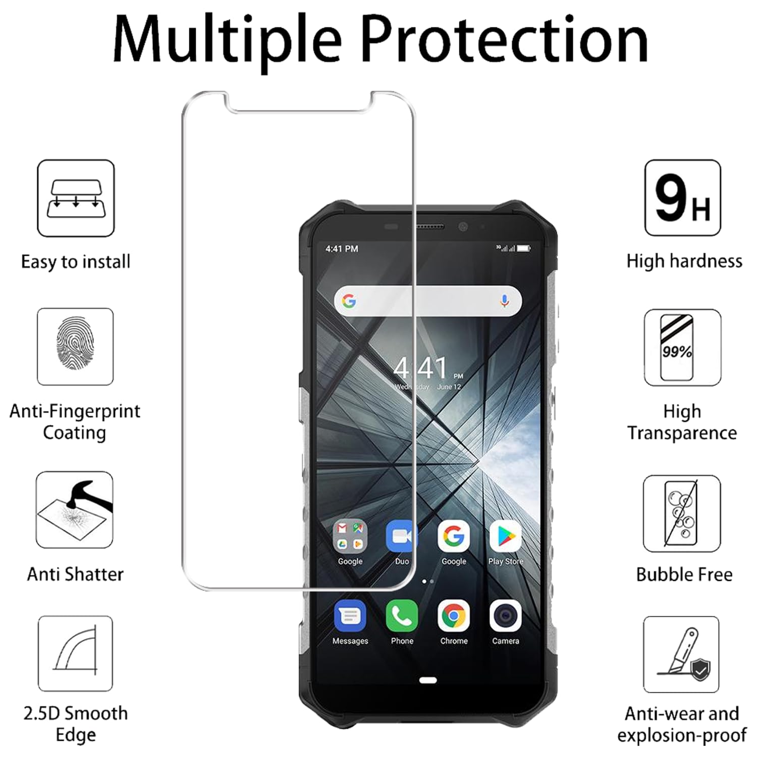 GYDQQKJ Funda Para Ulefone Armor X31 Pro 2 Piezas Vidrio Protector De Pantalla Cristal Templado