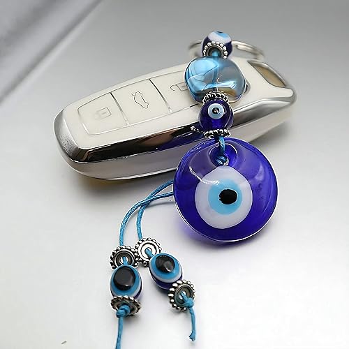 Miniatura 4 de Llavero de piedra mística contra el mal de ojo, amuletos de buena suerte, adorno de ojo malvado para llavero de coche