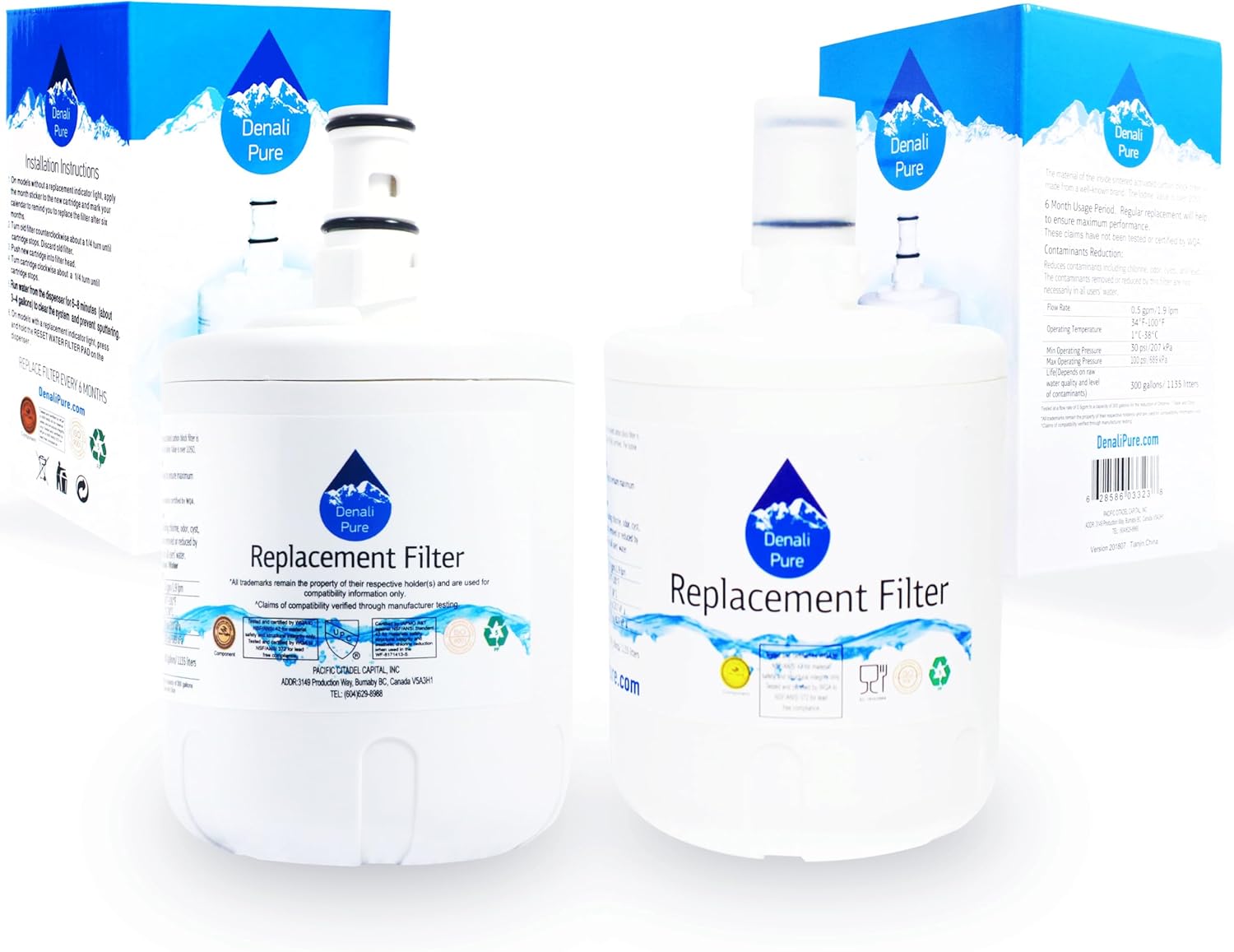2-Pack Replacement for Whirlpool ED25TEXHW00 Refrigerator Water Filter - Compatible with Whirlpool 8171413, 8171414 Fridge Water Filter Cartridge