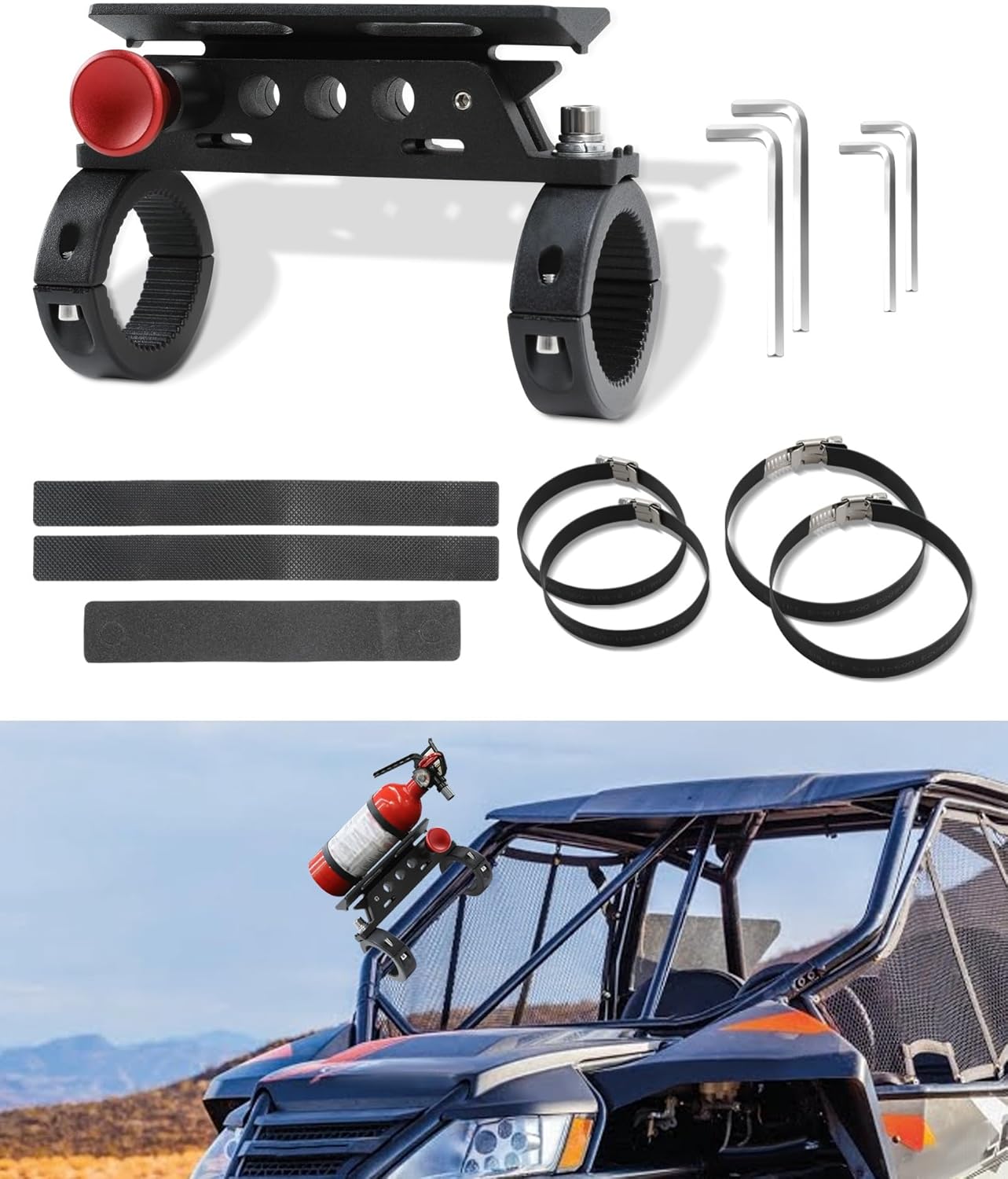 UTV Fire Extinguisher Mount, Adjustable 1.75” to 2” Roll Bar Quick Release Fire Extinguisher Mount Fit for ATV UTV Polaris RZR SXS Ranger Camper Jeep Can-Am UTV Fire Extinguisher Mount, Adjustable 1.75” to 2” Roll Bar Quick Release Fire Extinguisher Mount Fit for ATV UTV Polaris RZR SXS Ranger Camper Jeep Can-Am