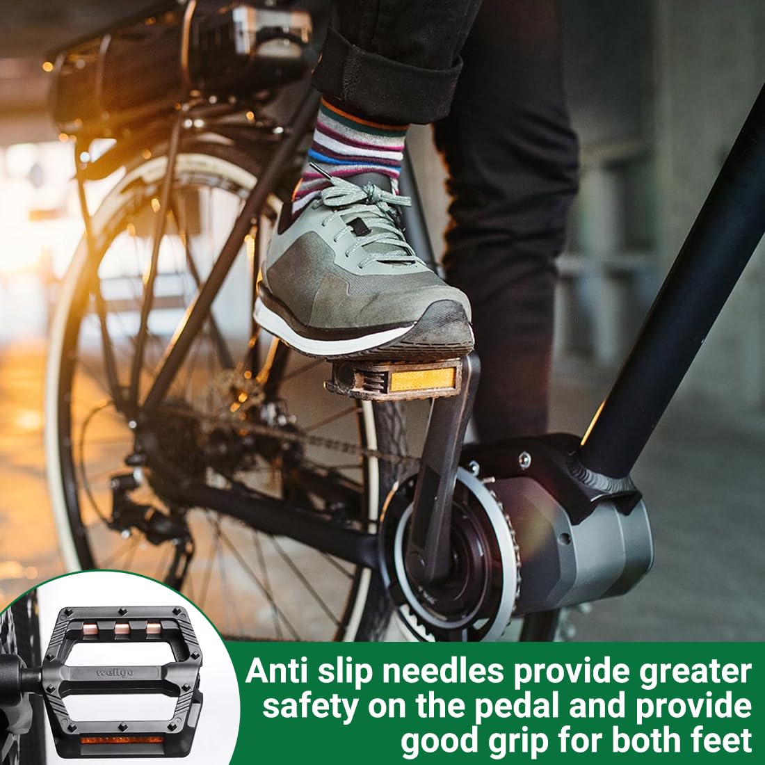 Pedali bici da strada/mountain bike, Pedaliera Nero Flat, Pedale Antiscivolo, Pedalibici Impermeabile, Antipolvere Superficie Larga Leggeri Accessori Bici, per Principianti, Bici da Strada, da Città