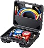 VEVOR AC Gauge Set - 3 Way AC Manifold Gauge Set for R134A R22 R12 R502 Refrigerant, Freon Gauges with 5ft Hoses, Couplers, Can Tap Works on Car Auto Freon Charging and Evacuation