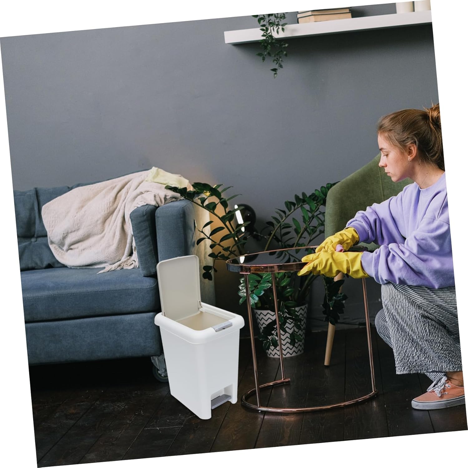 1pc Creative Pedal Trash Bin Rubbish Storage Container for Kitchen Bathroom and Living Room Ergonomic Design Easy Open and Close Function