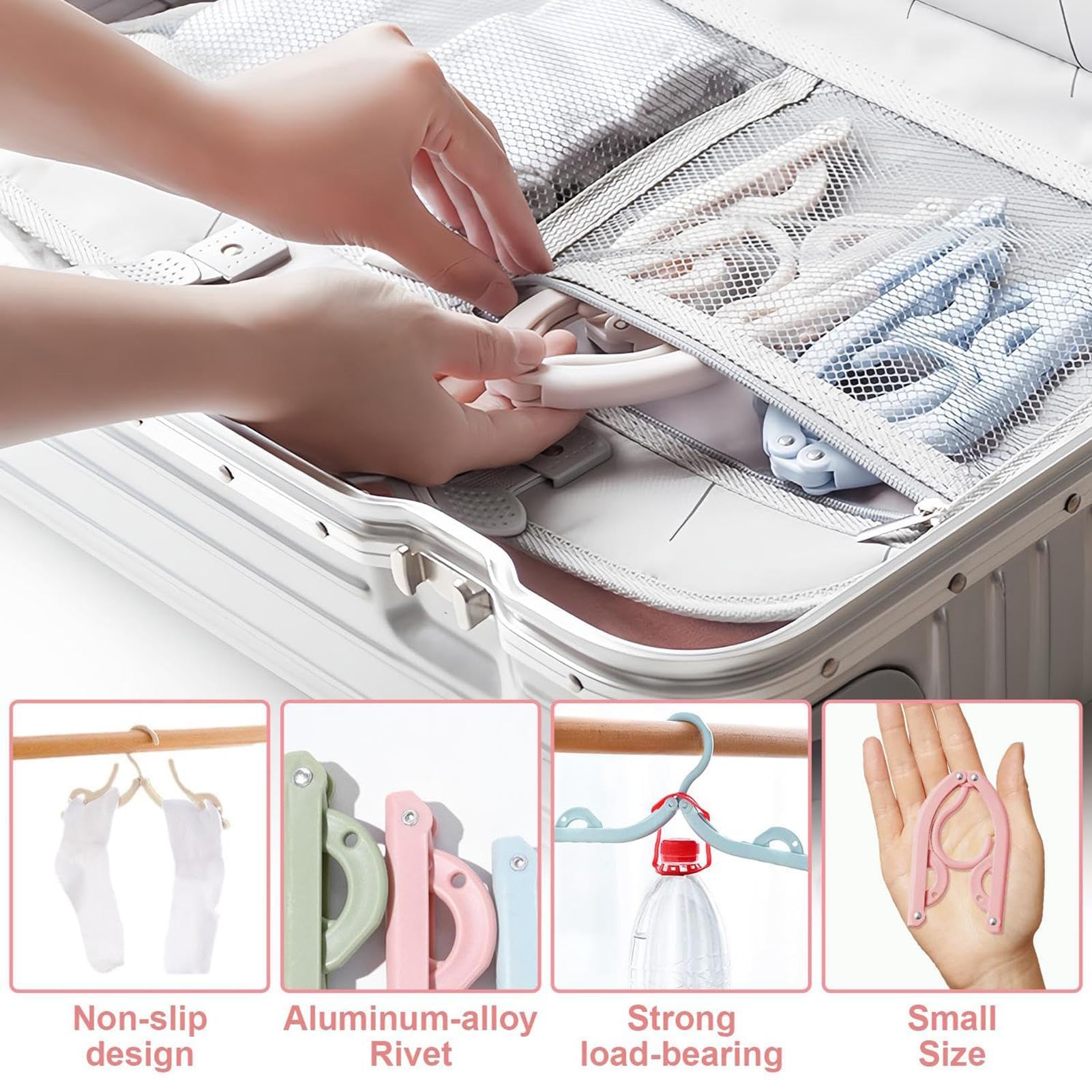 20 perchas plegables portátiles para ropa, perchas de viaje que ahorran espacio para el hogar, hotel y camping, perchas ligeras y plegables