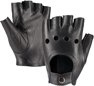 MGGMOKAY Fingerlose Herren Half Finger Autofahrer Handschuhe aus Leder