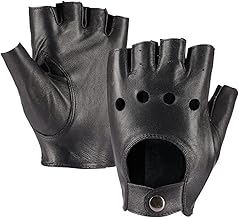 MGGMOKAY Men's Sheepskin Fingerless Driving Gloves