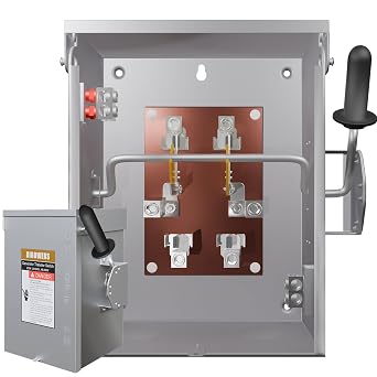 200A 2 Pole Generator Transfer Switch, 120/240V Manual Transfer Switch for Home Generator, 48000W General-Duty Double-Throw Heavy Duty Safety Switches for Indoor and Outdoor
