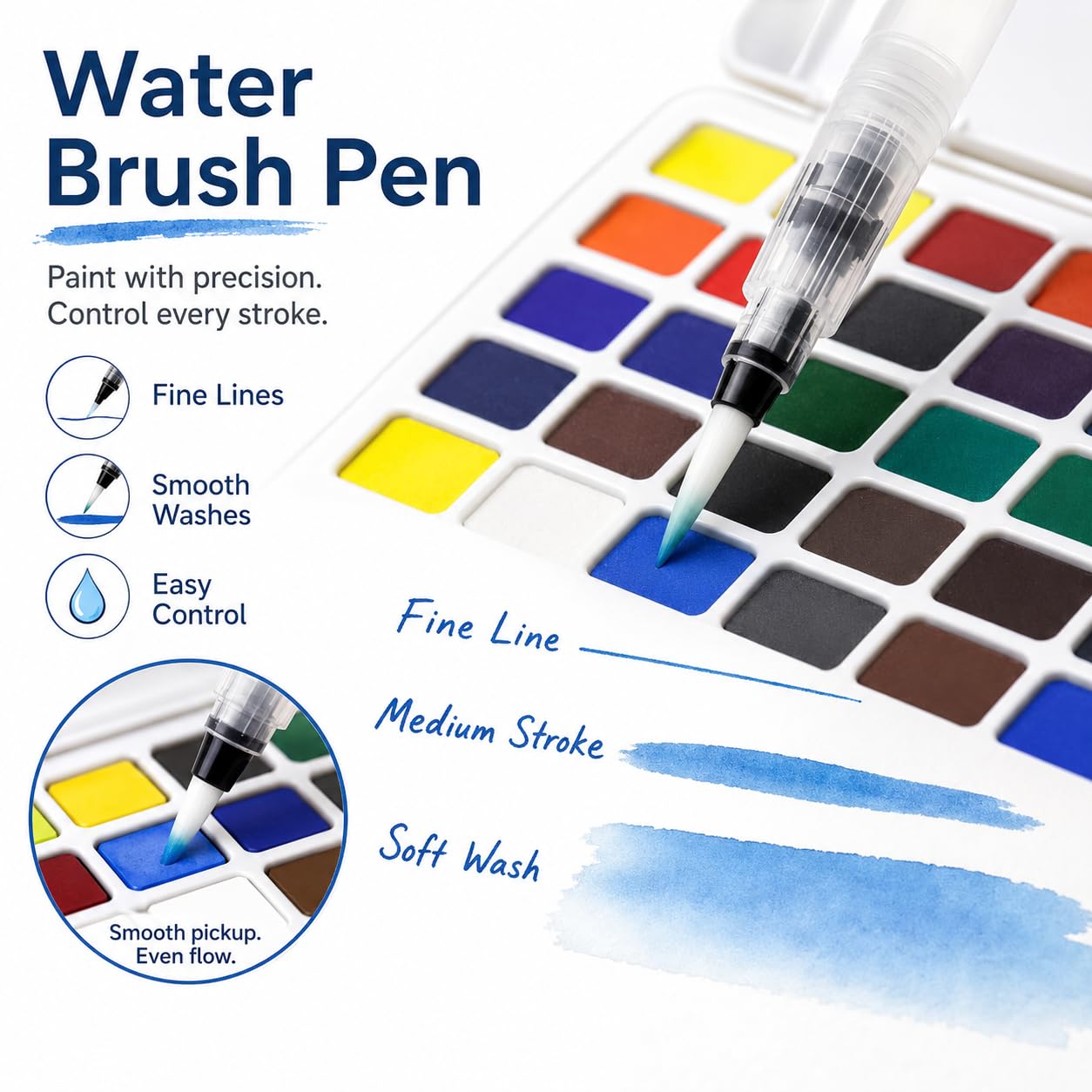 Artme Acquarelli/Set per pittura ad acquerello con cubo in custodia da trasporto con pennello - 36 colori vivaci, fornitura artistica essenziale.