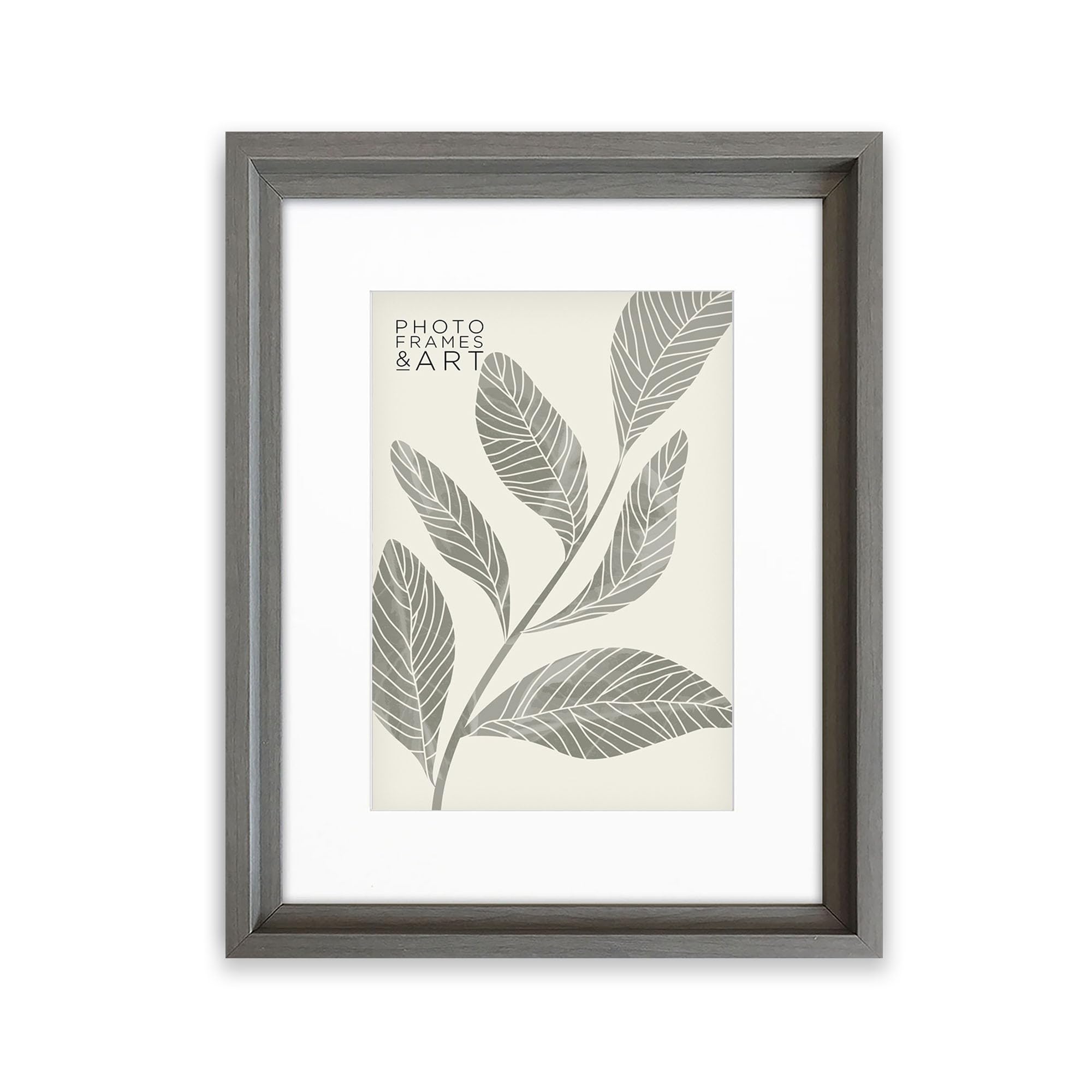 Pf+A Grey Real Glass 14X11 Hoxton Picture Frame - 14X11 For10x8 Inch Photo Frame With Mount