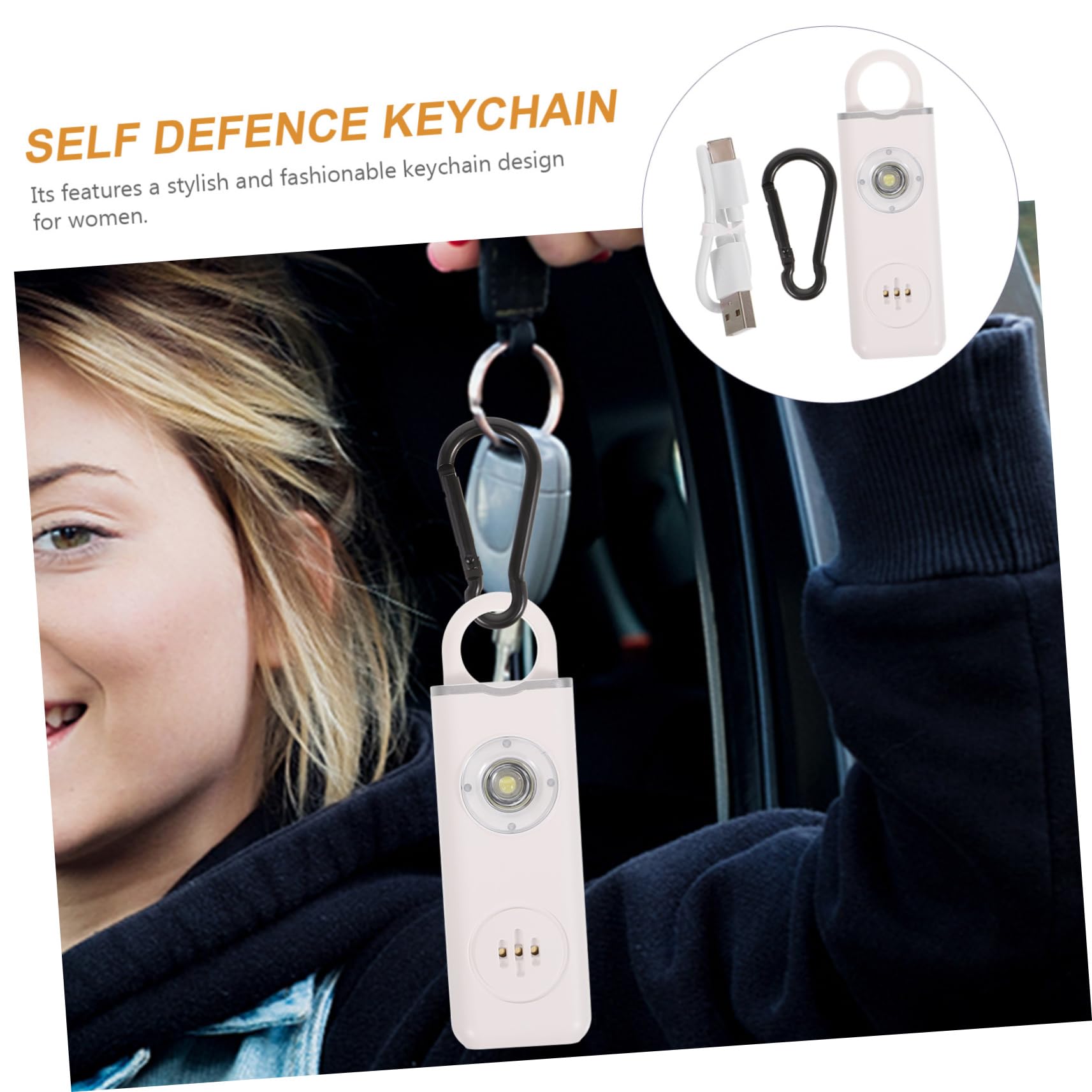 porte-clés d'autodéfense alarme accessoires mignon étiqueter porte-clés de sécurité pour femme self défense Plastique blanche