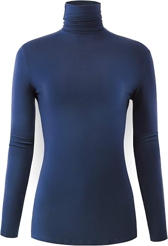 AUHEGN Womens Long Sleeve Lightweight Turtleneck Top Pullover Casual Active Layer Tops Shirts