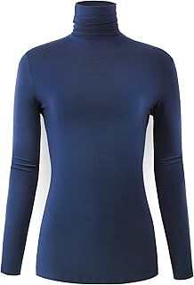 Women's Long Sleeve Lightweight Turtleneck Top Pullover Casual Active Layer Tops Shirts