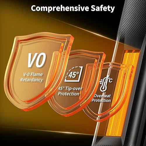 Miniatura 5 de Space Heater, 24" Electric Heaters for Indoor Use, 1500W PTC Ceramic Heater for Office with Remote, Thermostat, 3 Modes, 35dB Quiet, 12H Timer