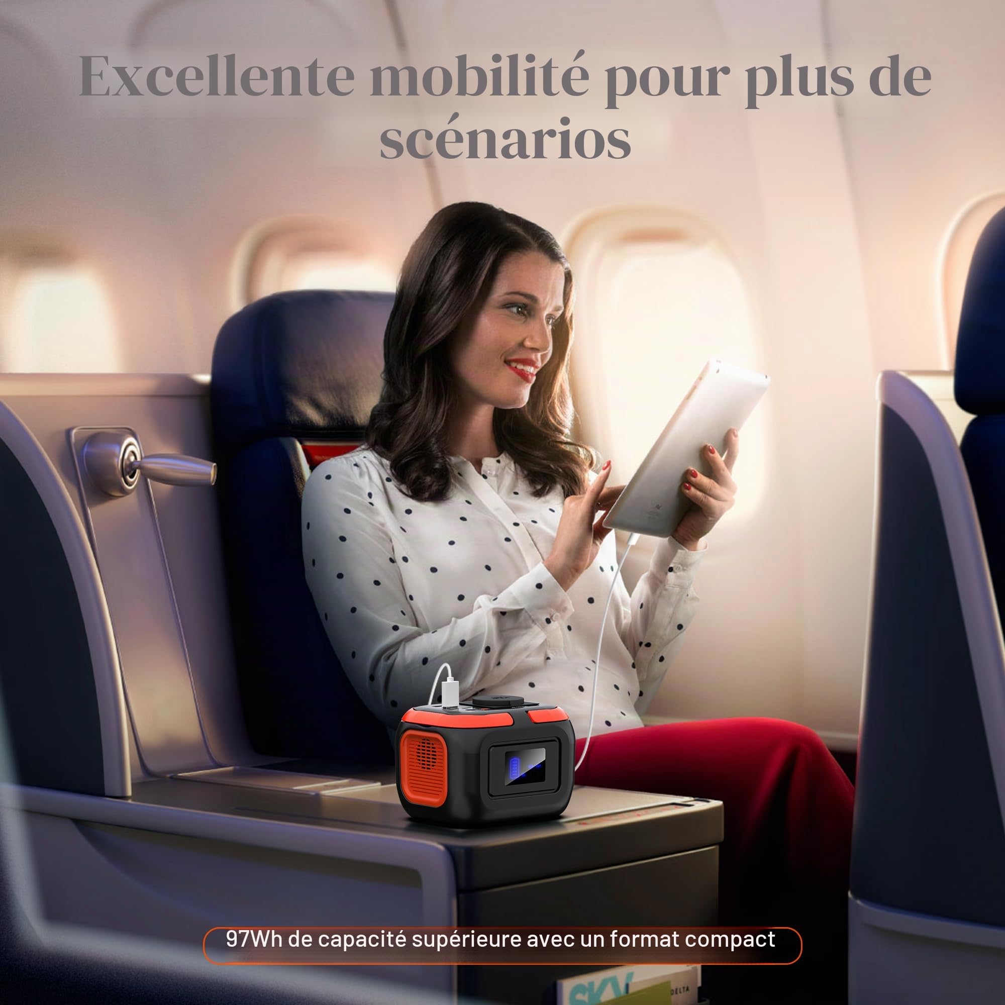 SinKeu Station d'alimentation portable 97 Wh, 26400 mAh, mini générateur avec prise AC 120 W 230 V, 12 V DC, ports USB pour téléphone portable, ordinateur portable, batterie d'alimentation mobile pour