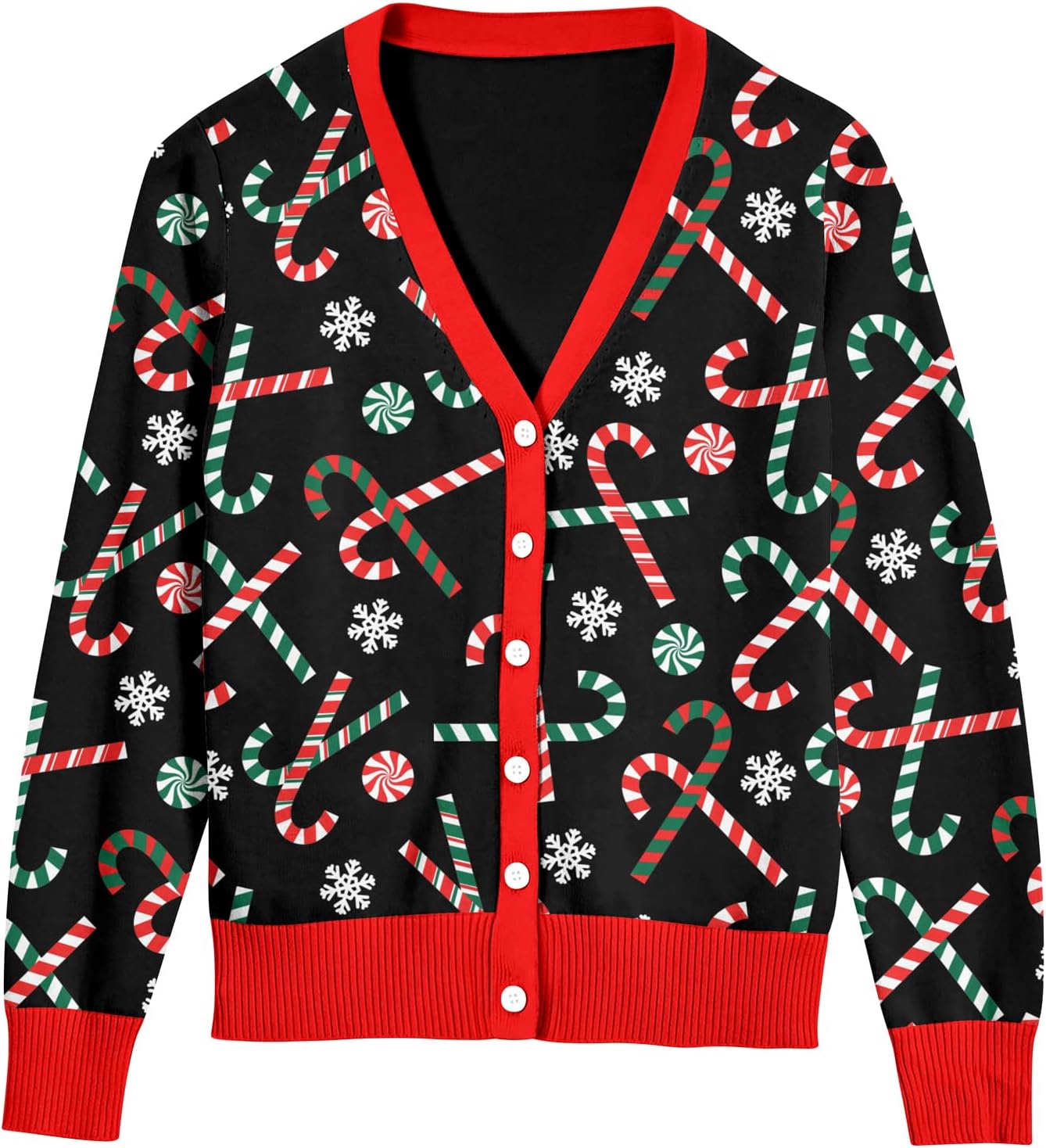 Goodstoworld Women Ugly Christmas Cardigan Sweater Long Sleeve Button Down Cozy V Neck Sweater Soft Knitwear