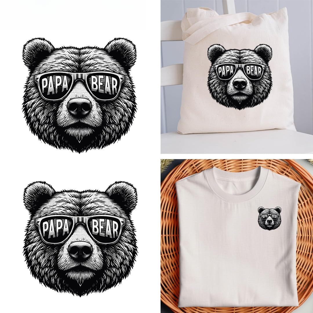 2/12pcs Flames, Dad, Bear, Father's Day Colorful Iron on Stickers Patches Heat Transfer Stickers Decals DIY T-Shirt Jeans Backpacks Families Clothing Hat Decoration Applique (P2)