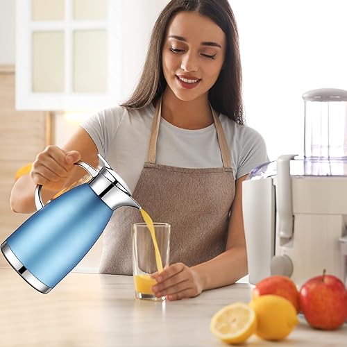 Miniatura 5 de Mifoci 2 jarras de café con cepillo de limpieza, dispensador de agua caliente de acero inoxidable de 61 onzas, urna térmica, jarra de agua aislada