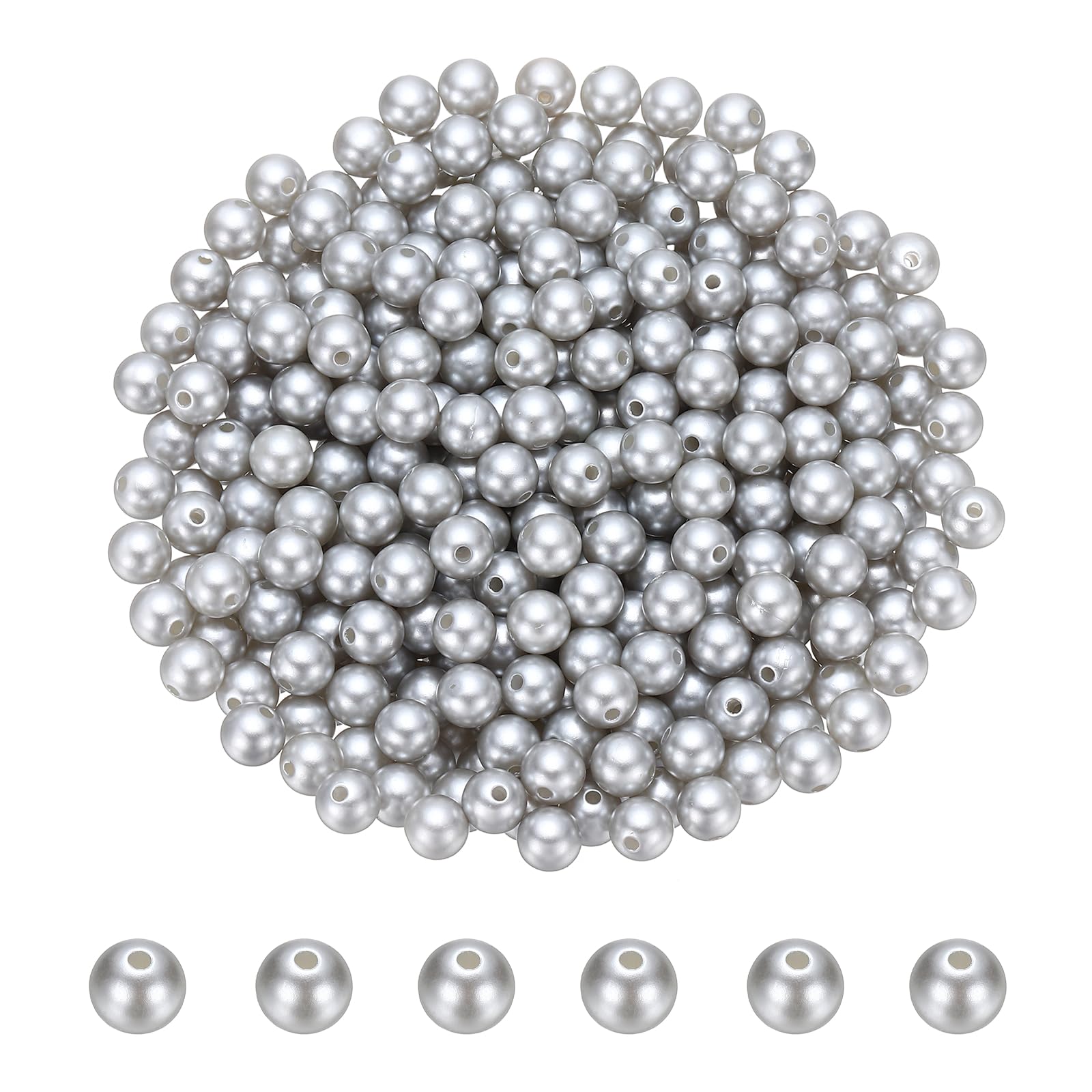 PATIKIL 6mm Colored Pearls, 700Pcs Pearl Beads for Jewelry Making Round ABS Craft Beads with Holes for Jewelry Making DIY Crafts Necklace Bracelet Earring Sewing Home Decor, Light Gray โ image 1