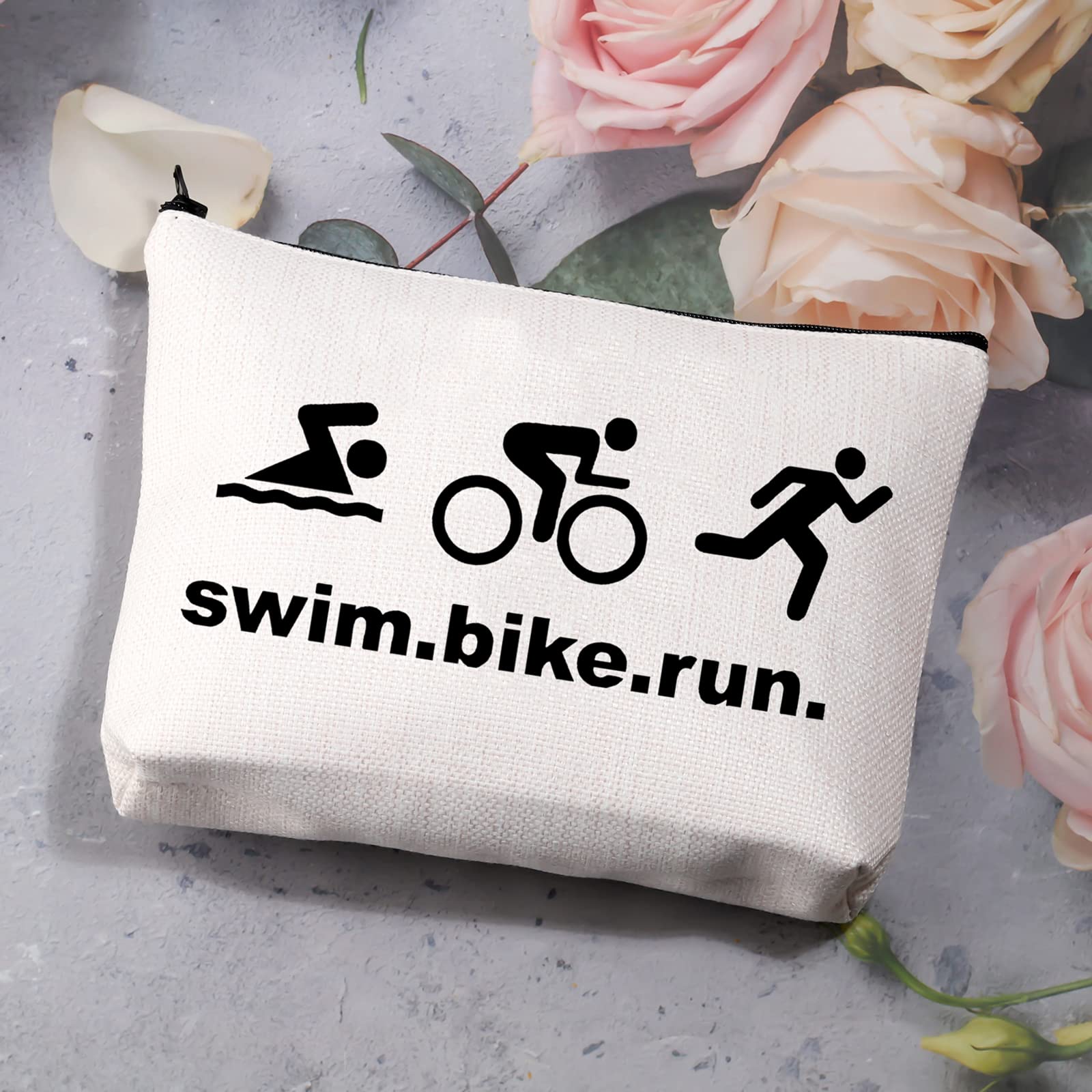PLITI Triathlon Gifts Kosmetiktasche für Frauen, Triathleten, inspirierendes Geschenk, Swim Bike Run Bu
