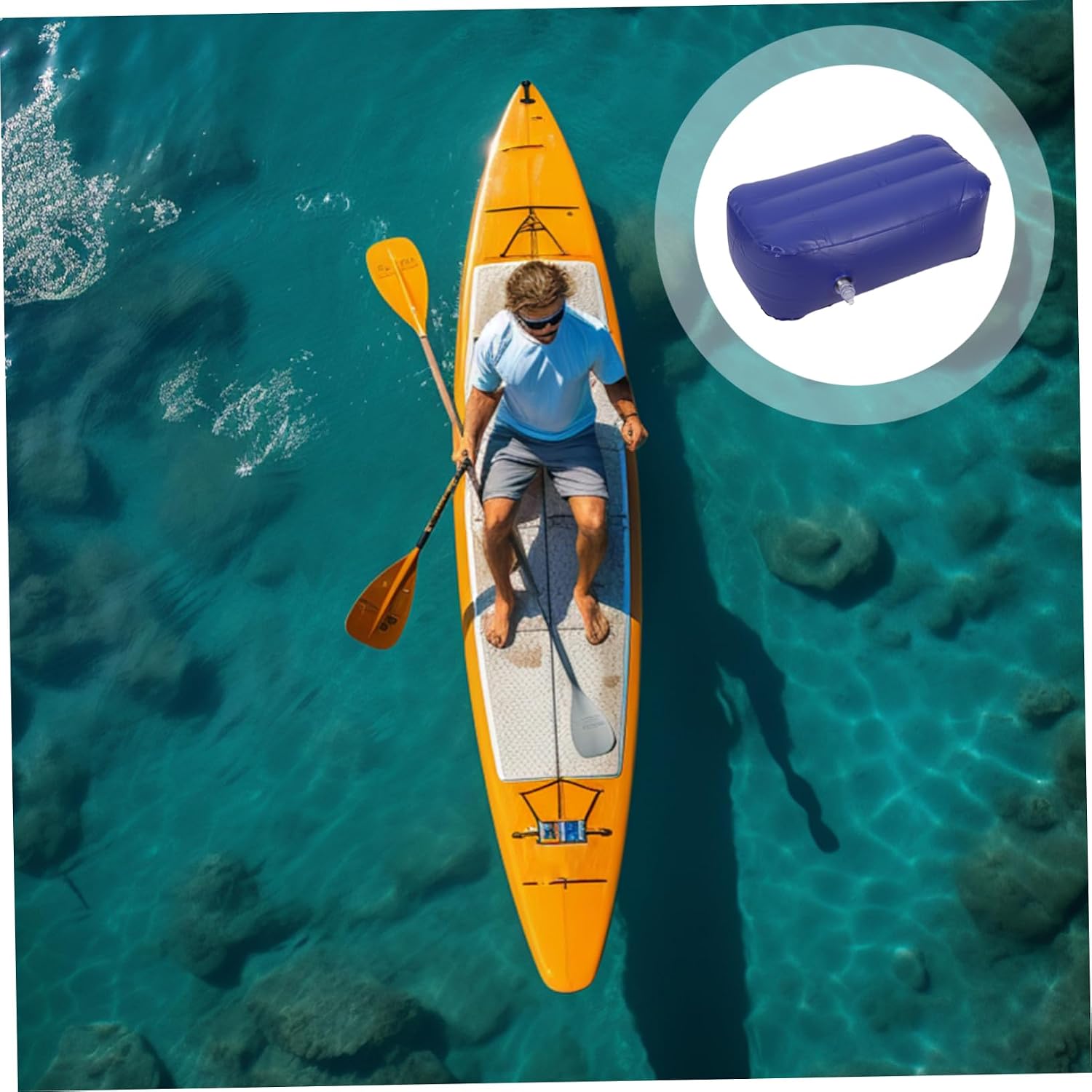 WOONEKY Inflatable Boat Cushion Gel Enhanced Seat Pad for Fishing PVC Memory Breathable Comfortable Multi-use Accessory