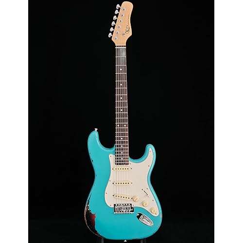 KGD Relic Electric Guitar,Roasted Maple Neck and Rosewood Fingerboard,Bone Nut,6-String Relic Guitar,Professional/Full Size/Electric Guitars for Adults