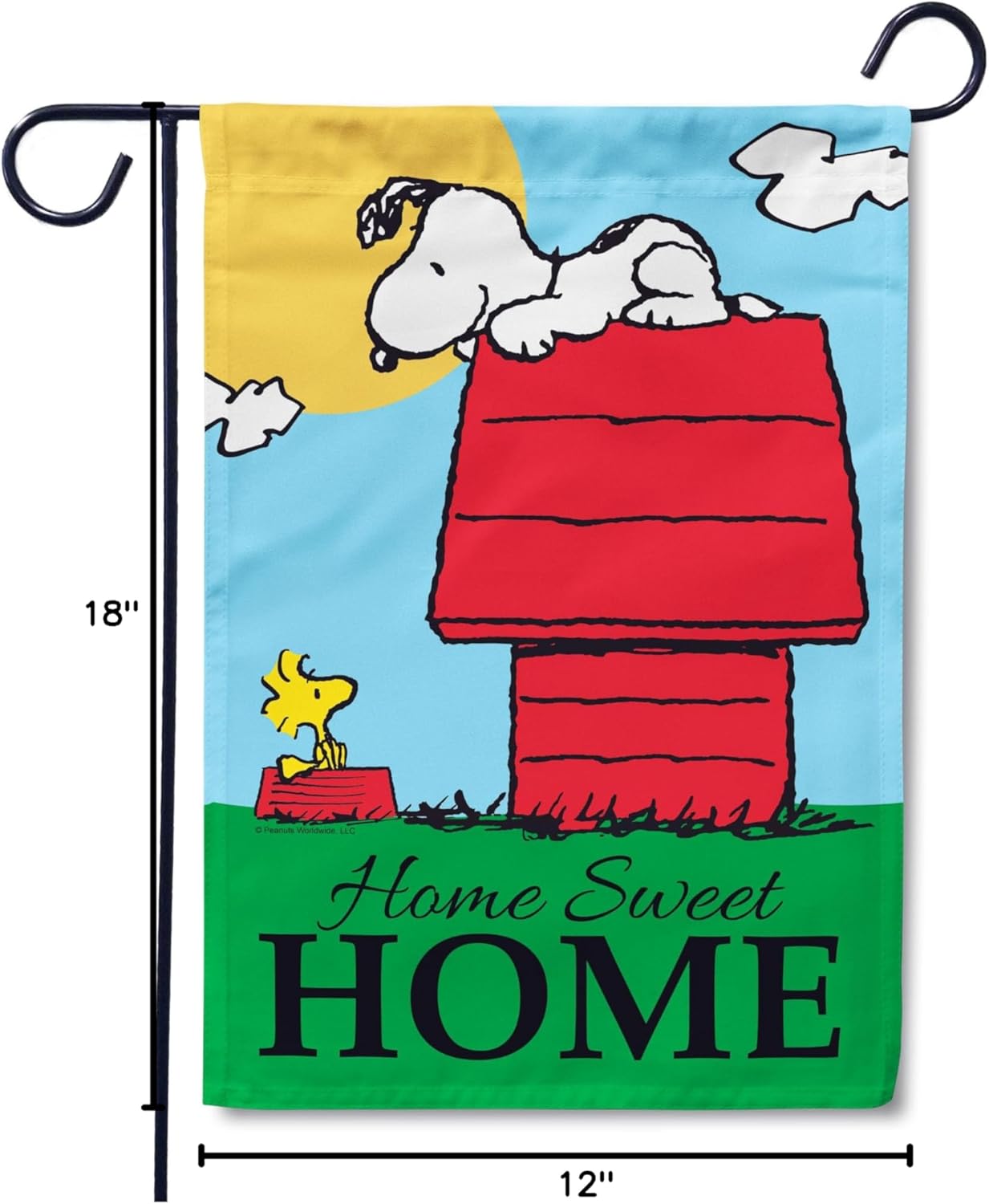 Flagology, Peanuts Home Sweet Home Snoopy Spring Summer Garden Flag 12" x 18", Outside Seasonal Yard Outdoor Decoration