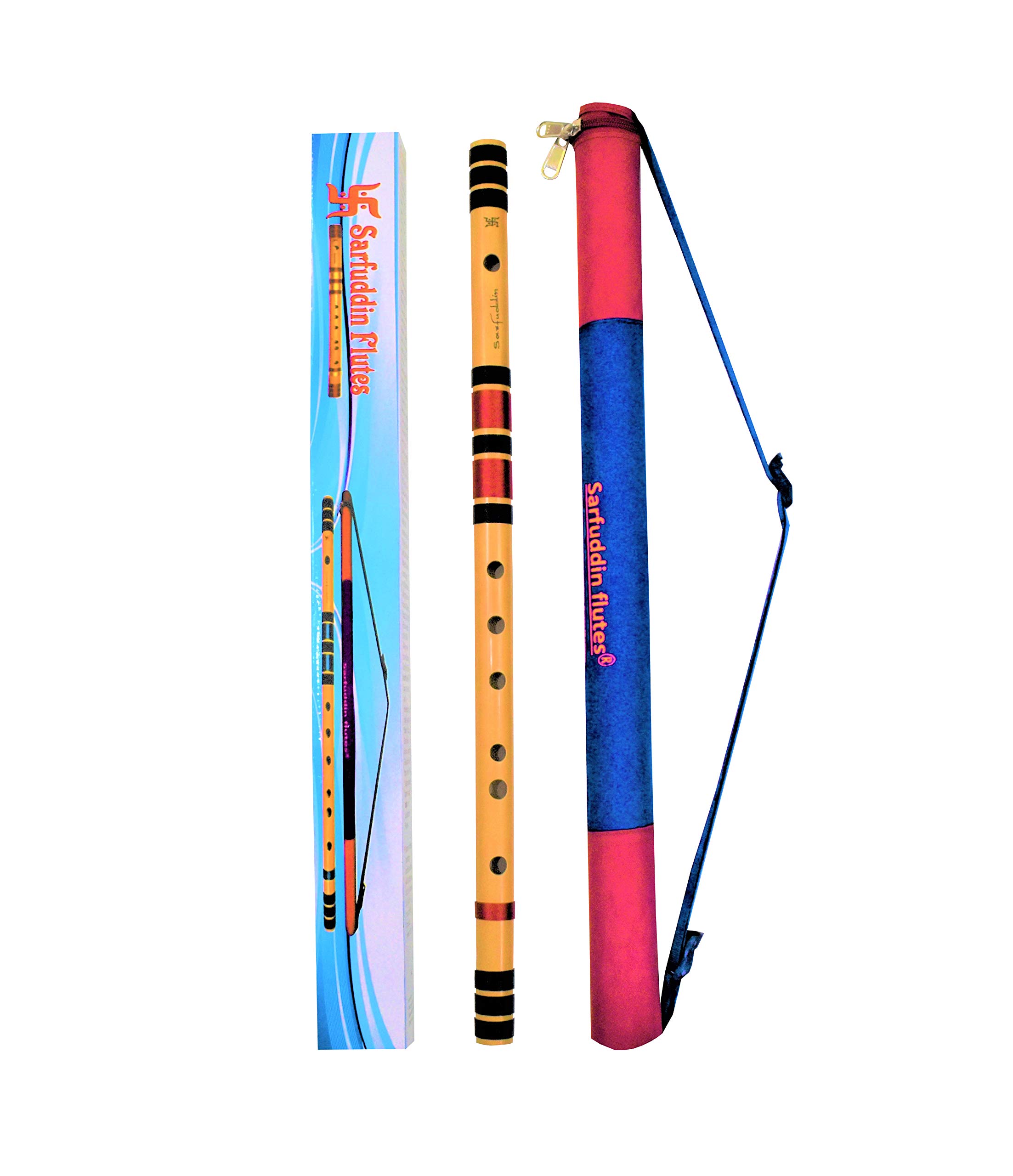 G Natural Base Bansuri 25 inches Right Hand Bamboo Flute Tuned 440hz With Carry Bag