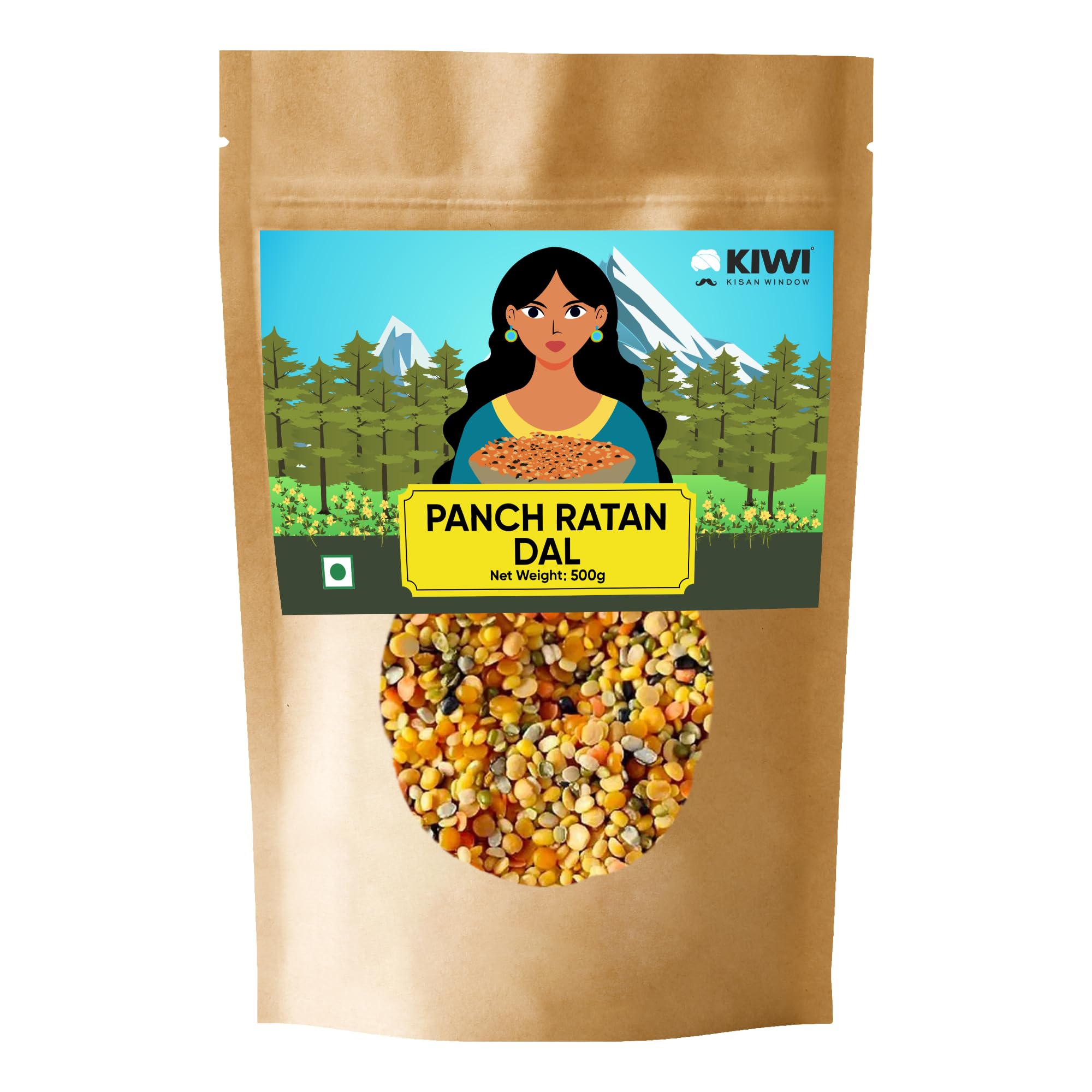 KIWI Kisan Window Panchranga Dal 500g | Natural Organic 5 Lentil Blend | High Protein | Nutrient-Rich Superfood | Traditional Indian Pulses Combination- 500g