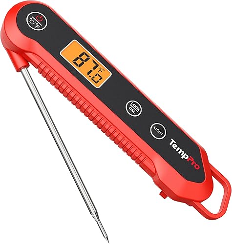 ThermoPro TempPro - Termómetro digital de carne de lectura instantánea de 3 segundos, precisión de ±0.9°F, termómetro de alimentos impermeable y con